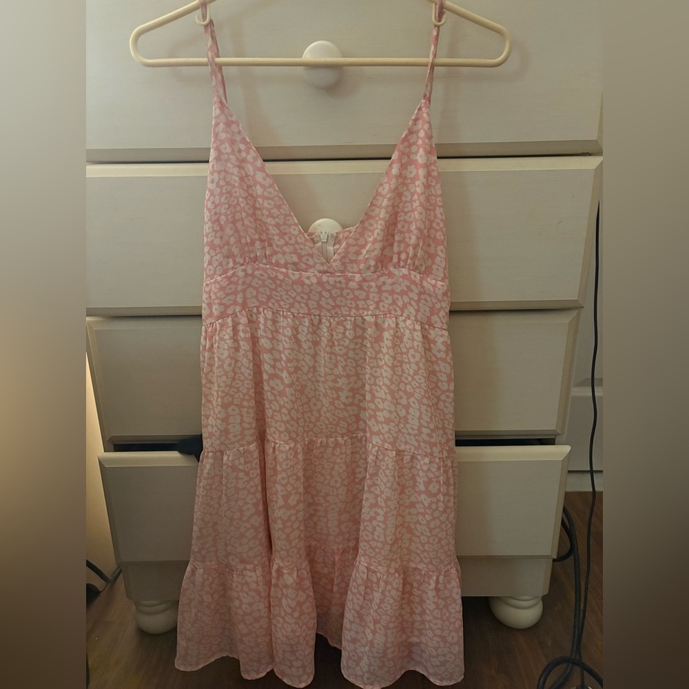 Pink Floral Spaghetti Strap Dress